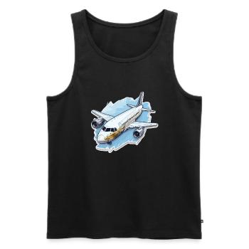 Flugzeug - Illustration - Männer Premium Bio Tank Top - Schwarz - Vorne - Michal (187cm)