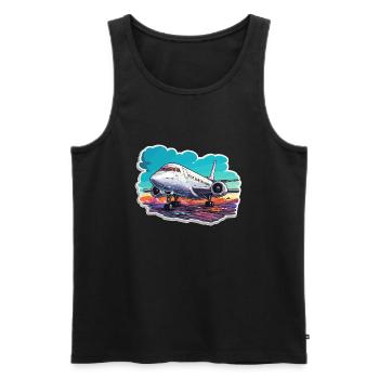 Airplane - illustration - Men's Premium Organic Tank Top - black - Front - Michal (187cm)