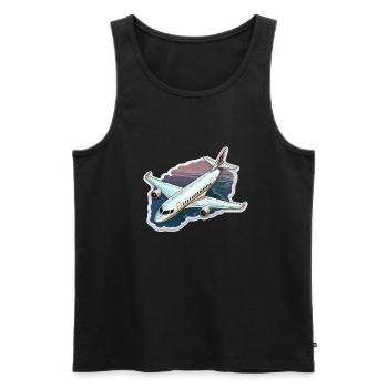 Airplane - illustration - Men's Premium Organic Tank Top - black - Front - Michal (187cm)