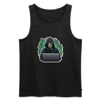 Hacker éthique - Illustration - Débardeur bio Premium Homme - noir - Devant - AI Model Male 178 light (178cm)