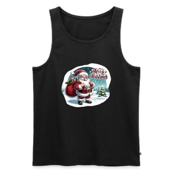 Joyeux Noël - Illustration du Père Noël - Débardeur bio Premium Homme - noir - Devant - Michal (187cm)