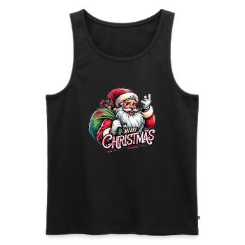 Joyeux Noël - Illustration du Père Noël - Débardeur bio Premium Homme - noir - Devant - Michal (187cm)