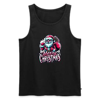 Joyeux Noël - Illustration du Père Noël - Débardeur bio Premium Homme - noir - Devant - Michal (187cm)