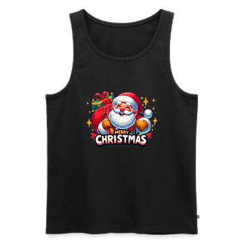 Joyeux Noël - Illustration du Père Noël - Débardeur bio Premium Homme - noir - Devant - Michal (187cm)