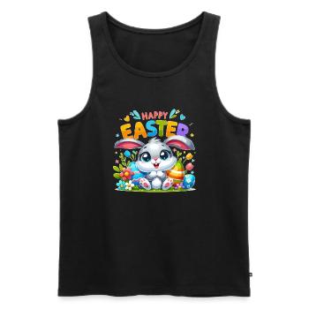 Happy Easter - Easter Bunny Illustration - Men's Premium Organic Tank Top - black - Front - AI Model Male 178 light (178cm)