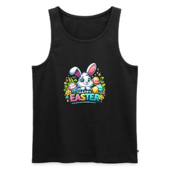 Happy Easter - Easter Bunny Illustration - Men's Premium Organic Tank Top - black - Front - AI Model Male 178 light (178cm)
