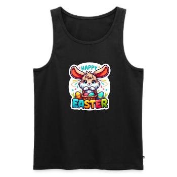 Happy Easter - Easter Bunny Illustration - Men's Premium Organic Tank Top - black - Front - AI Model Male 178 light (178cm)