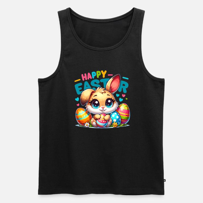 Happy Easter - Easter Bunny Illustration - Men's Premium Organic Tank Top - black