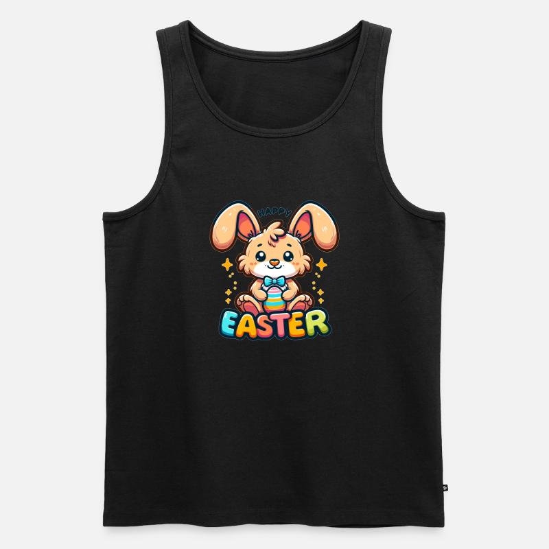 Happy Easter - Easter Bunny Illustration - Men's Premium Organic Tank Top - black