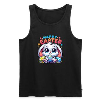 Happy Easter - Easter Bunny Illustration - Men's Premium Organic Tank Top - black - Front - AI Model Male 178 light (178cm)