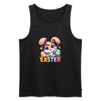 Happy Easter - Easter Bunny Illustration - Men's Premium Organic Tank Top - black - Front - AI Model Male 178 light (178cm)