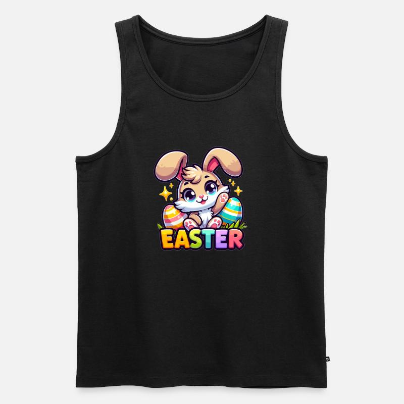 Happy Easter - Easter Bunny Illustration - Men's Premium Organic Tank Top - black