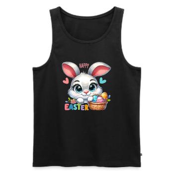 Happy Easter - Easter Bunny Illustration - Men's Premium Organic Tank Top - black - Front - AI Model Male 178 light (178cm)