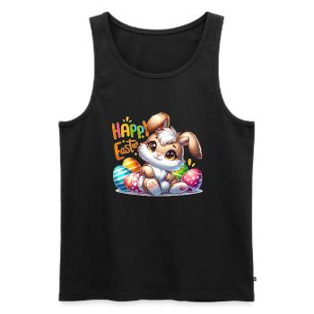 Happy Easter - Easter Bunny Illustration - Men's Premium Organic Tank Top - black - Front - AI Model Male 178 light (178cm)