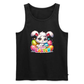 Happy Easter - Easter Bunny Illustration - Men's Premium Organic Tank Top - black - Front - AI Model Male 178 light (178cm)