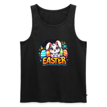 Happy Easter - Easter Bunny Illustration - Men's Premium Organic Tank Top - black - Front - AI Model Male 178 light (178cm)