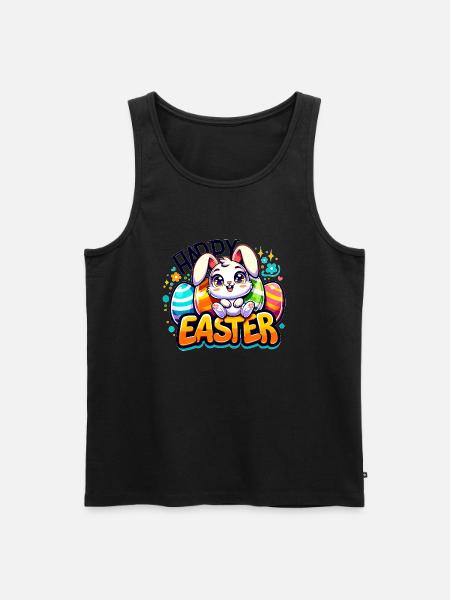Happy Easter - Easter Bunny Illustration - Men's Premium Organic Tank Top - black