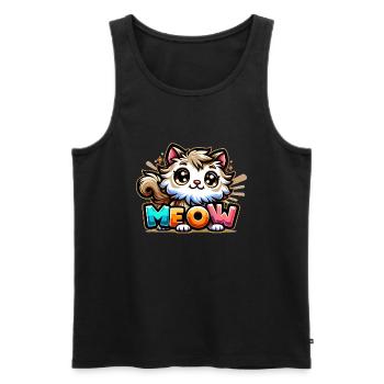 Meow - Katze Illustration - Männer Premium Bio Tank Top - Schwarz - Vorne - AI Model Male 178 light (178cm)