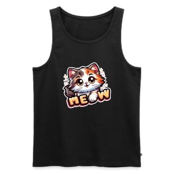 Meow - Katze Illustration - Männer Premium Bio Tank Top - Schwarz - Vorne - AI Model Male 178 light (178cm)