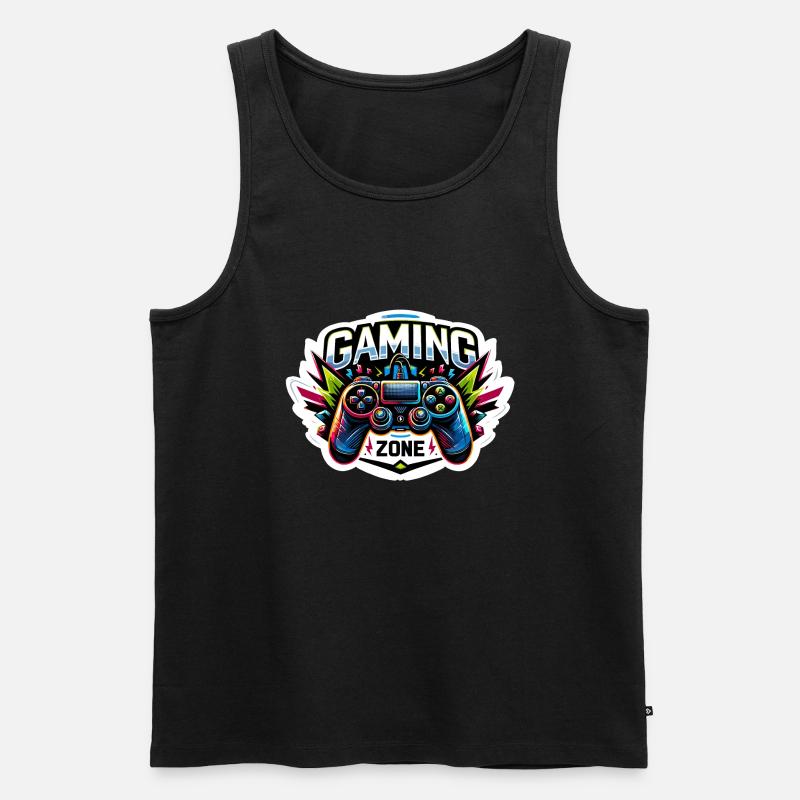 Gaming Zone - Controller Illustration - Männer Premium Bio Tank Top - Schwarz