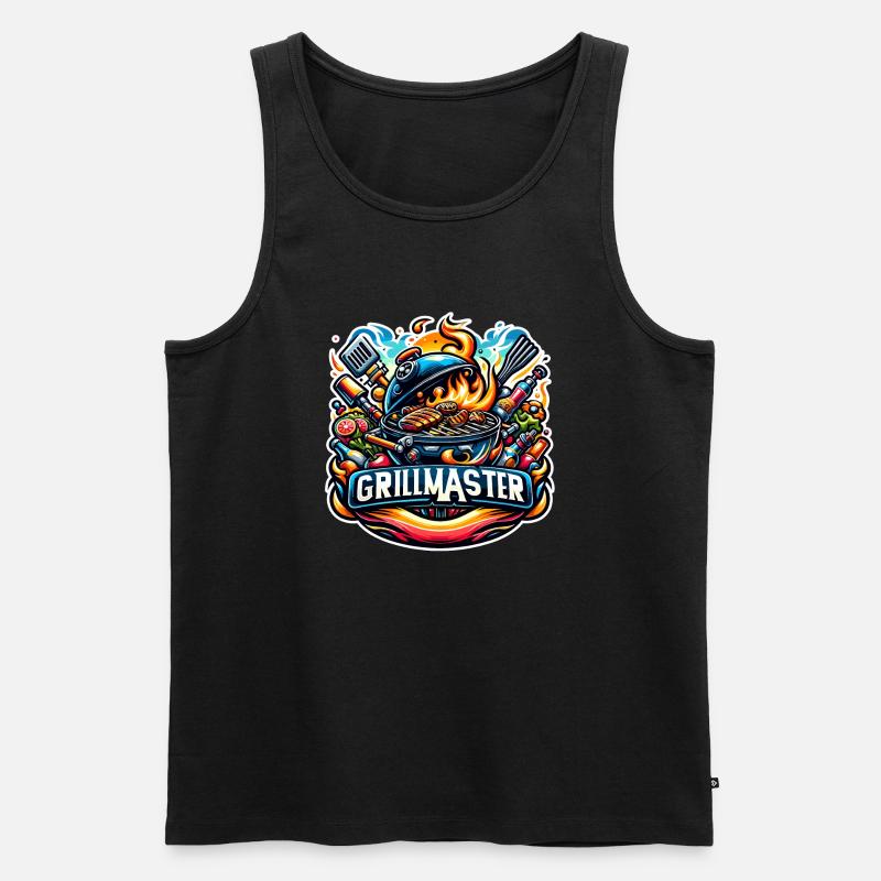GrillMaster - Grill Illustration - Männer Premium Bio Tank Top - Schwarz
