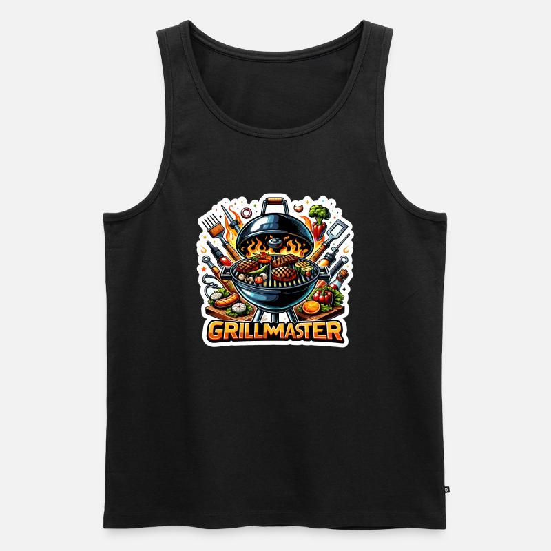 GrillMaster - Grill Illustration - Männer Premium Bio Tank Top - Schwarz