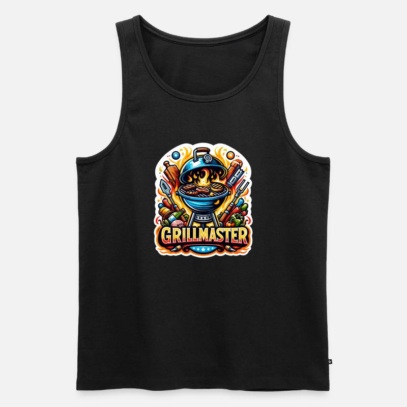 GrillMaster - Grill Illustration - Männer Premium Bio Tank Top - Schwarz
