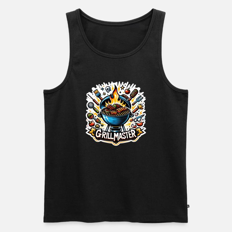 GrillMaster - Grill Illustration - Männer Premium Bio Tank Top - Schwarz