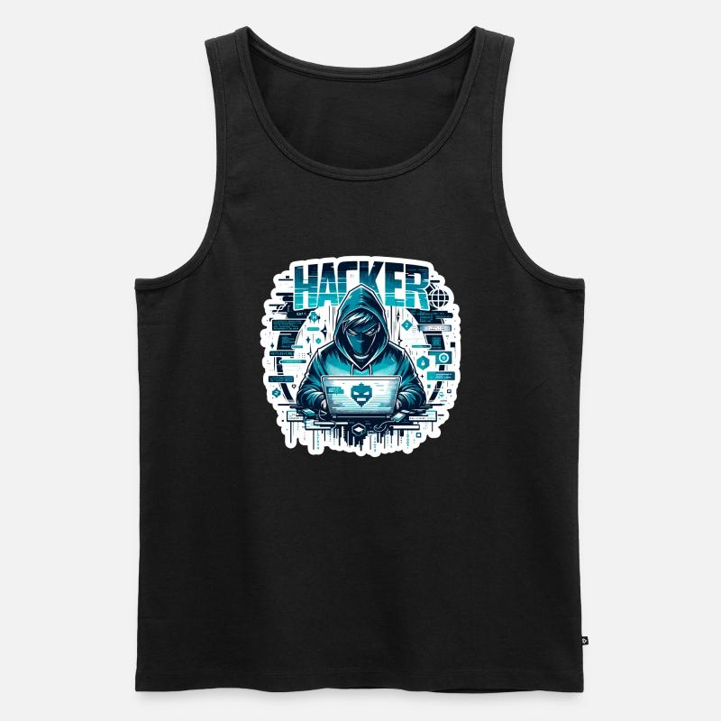 Hacker - Illustration - Männer Premium Bio Tank Top - Schwarz