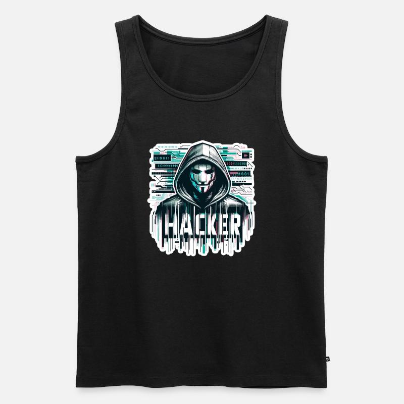 Hacker - Illustration - Männer Premium Bio Tank Top - Schwarz