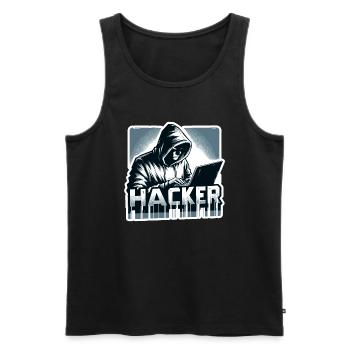 Hacker - Illustration - Men's Premium Organic Tank Top - black - Front - AI Model Male 178 light (178cm)