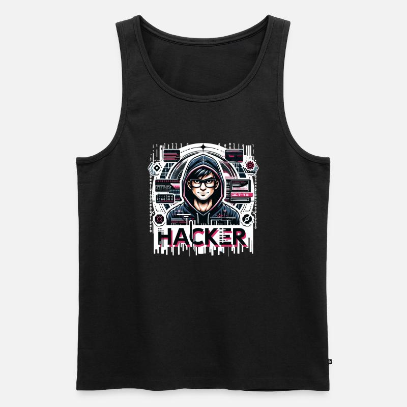 Hacker - Illustration - Männer Premium Bio Tank Top - Schwarz