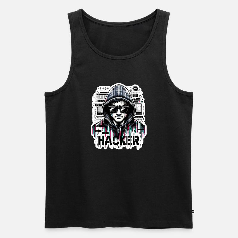 Hacker - Illustration - Männer Premium Bio Tank Top - Schwarz