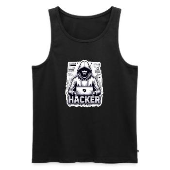 Hacker - Illustration - Men's Premium Organic Tank Top - black - Front - AI Model Male 178 light (178cm)