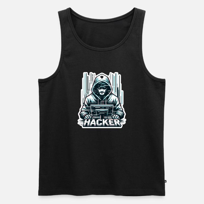 Hacker - Illustration - Männer Premium Bio Tank Top - Schwarz