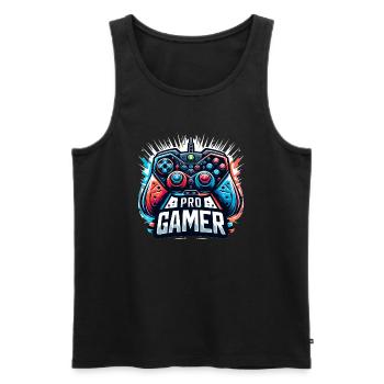 Pro Gamer - Controller Illustration - Männer Premium Bio Tank Top - Schwarz - Vorne - Michal (187cm)