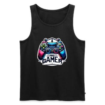 Pro Gamer - Controller Illustration - Männer Premium Bio Tank Top - Schwarz - Vorne - Michal (187cm)