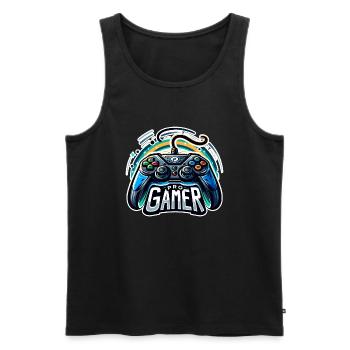 Pro Gamer - Controller Illustration - Männer Premium Bio Tank Top - Schwarz - Vorne - Michal (187cm)