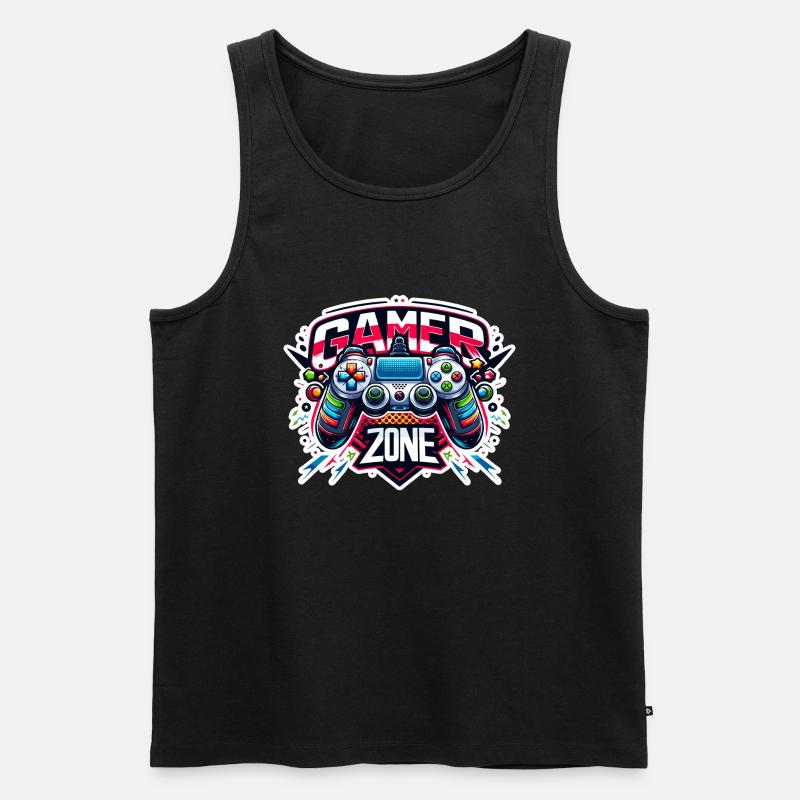 Gamer Zone - Controller Illustration - Männer Premium Bio Tank Top - Schwarz