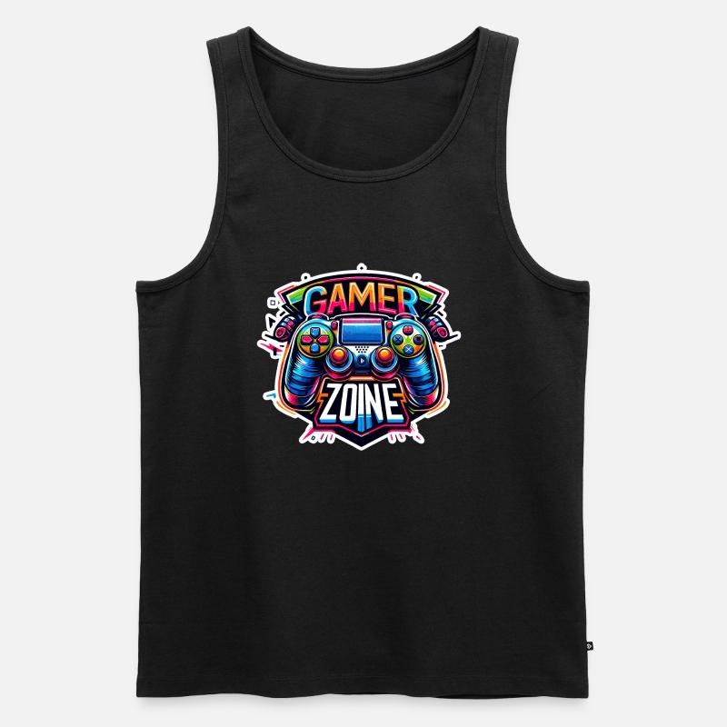 Gamer Zone - Controller Illustration - Männer Premium Bio Tank Top - Schwarz