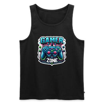 Gamer Zone - Controller Illustration - Männer Premium Bio Tank Top - Schwarz - Vorne - AI Model Male 178 light (178cm)