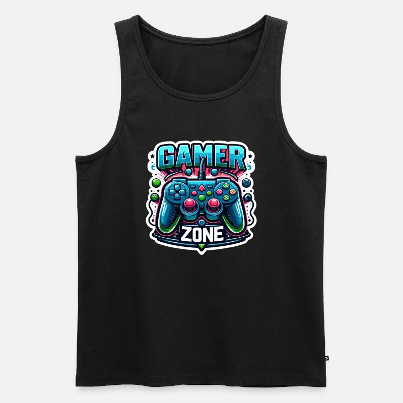 Gamer Zone - Controller Illustration - Männer Premium Bio Tank Top - Schwarz