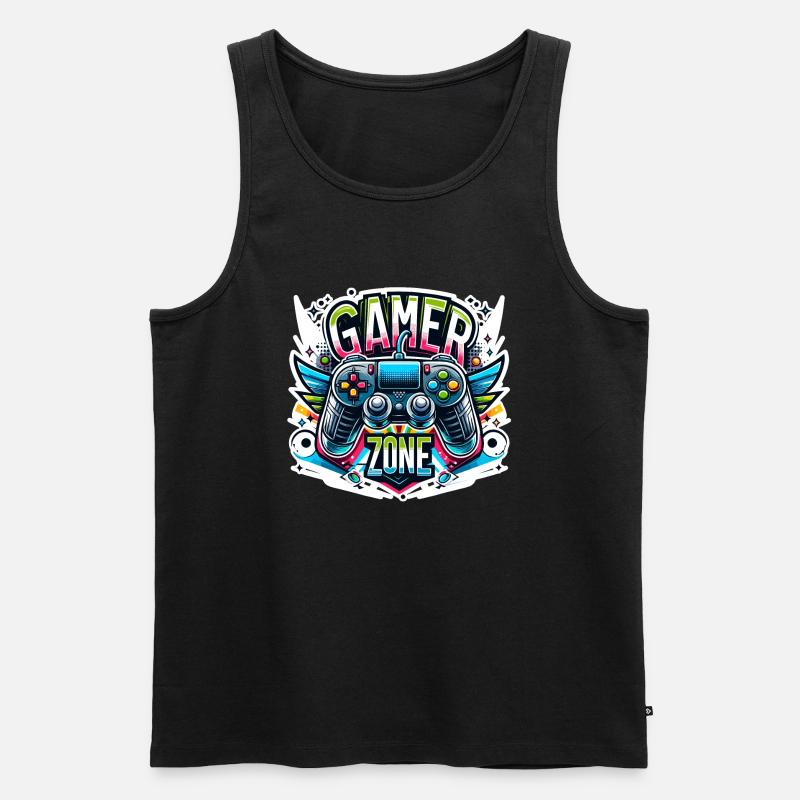 Gamer Zone - Controller Illustration - Männer Premium Bio Tank Top - Schwarz