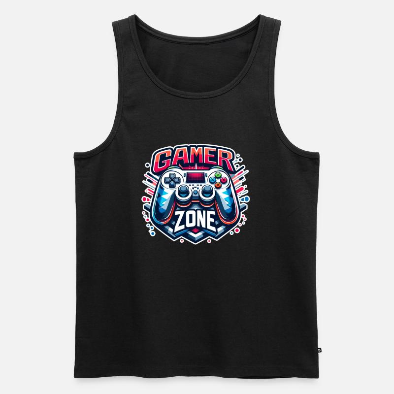 Gamer Zone - Controller Illustration - Männer Premium Bio Tank Top - Schwarz
