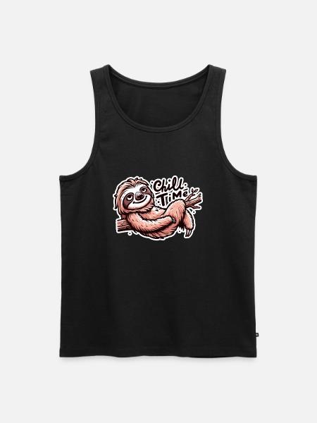 Chill Time - Sloth Illustration - Men's Premium Organic Tank Top - black