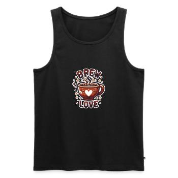 Brew Love - Kaffeetasse Illustration - Männer Premium Bio Tank Top - Schwarz - Vorne - AI Model Male 178 light (178cm)
