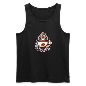 Brew Love - Coffee Cup Illustration - Men's Premium Organic Tank Top - black - Front - Michal (187cm)