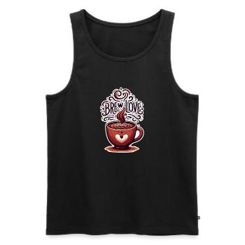 Brew Love - Coffee Cup Illustration - Men's Premium Organic Tank Top - black - Front - Michal (187cm)