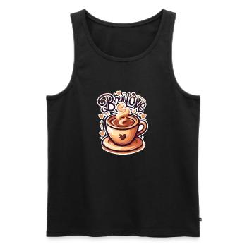 Brew Love - Coffee Cup Illustration - Men's Premium Organic Tank Top - black - Front - Michal (187cm)
