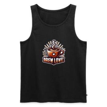 Brew Love - Coffee Cup Illustration - Men's Premium Organic Tank Top - black - Front - Michal (187cm)